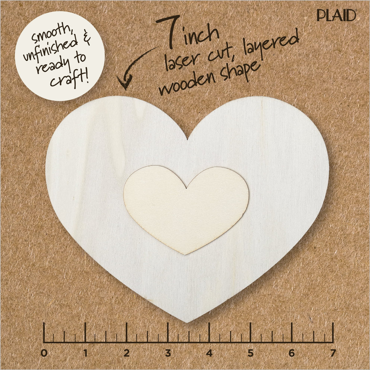 (2 pack) Plaid Surfaces Layered Wood Shape, Heart