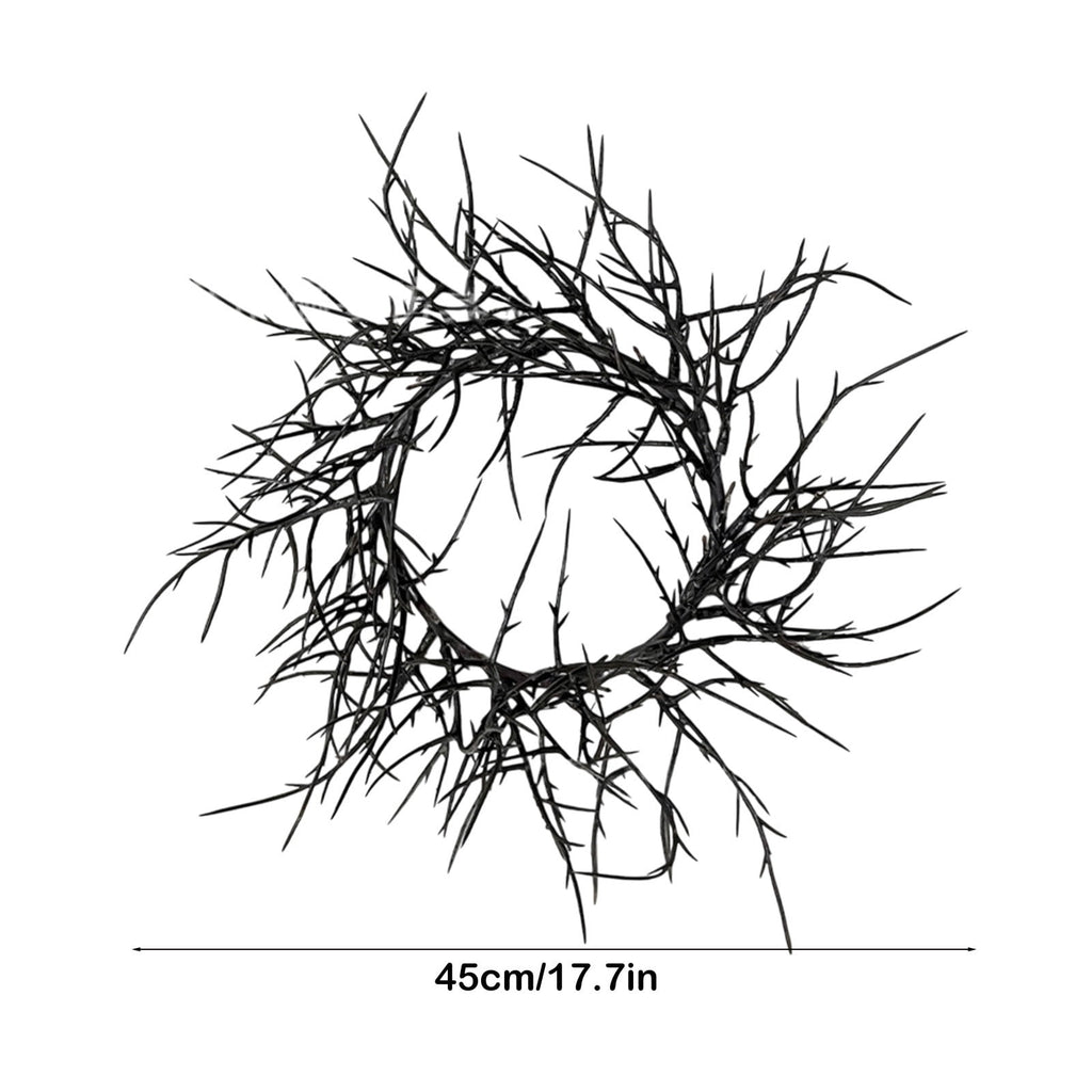 Boovnll Halloween Wreath, 18" Horror & Novelty Handmade Black Twig Glitter Bats Halloween Wreaths for Front Door Fireplace Wall Porch Party Decor, Halloween Decorations