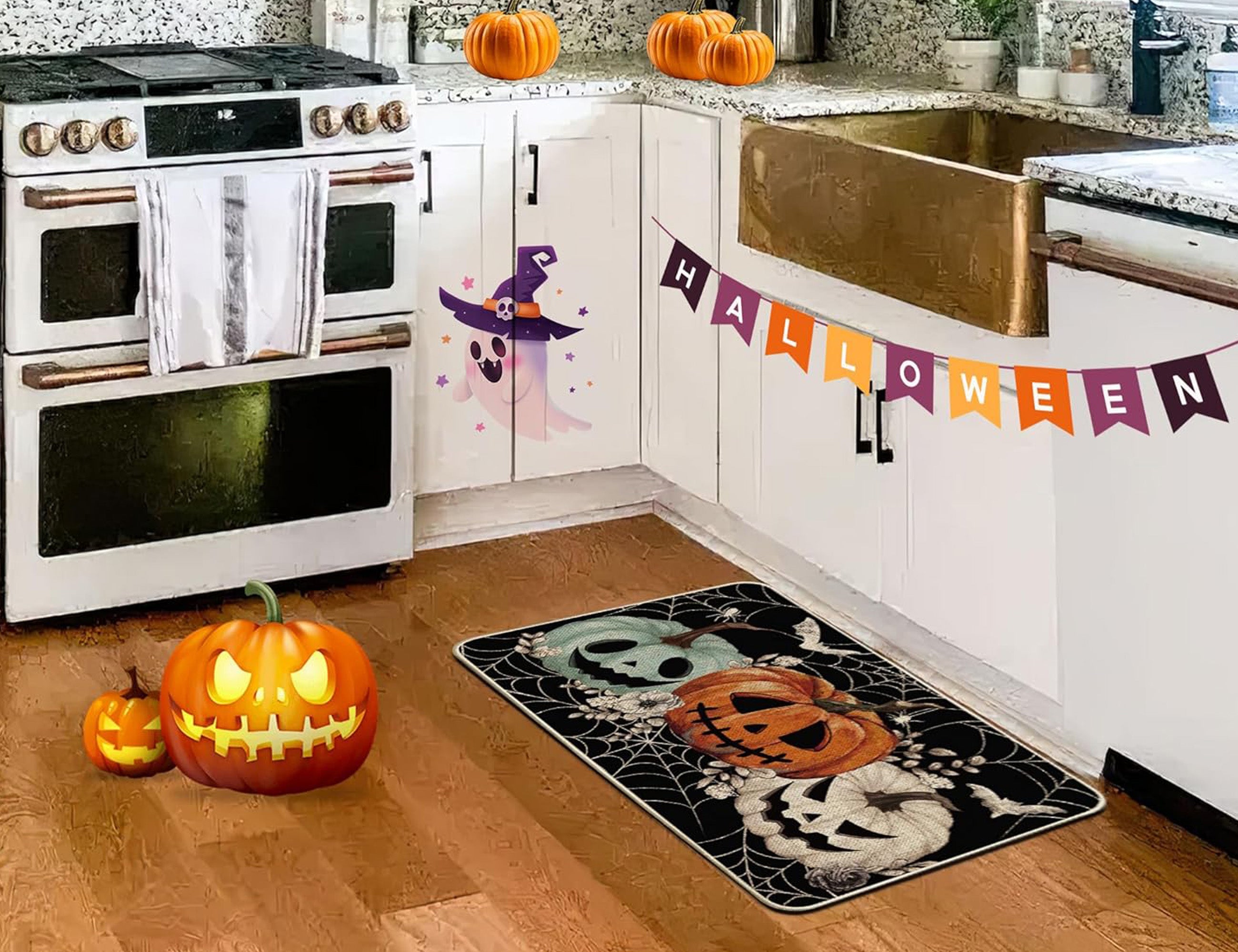 MYFLOCY Halloween Front Doormat 31x19 inch Indoor Outdoor Non Slip Floor Decoration ( Pumpkin Spooky )