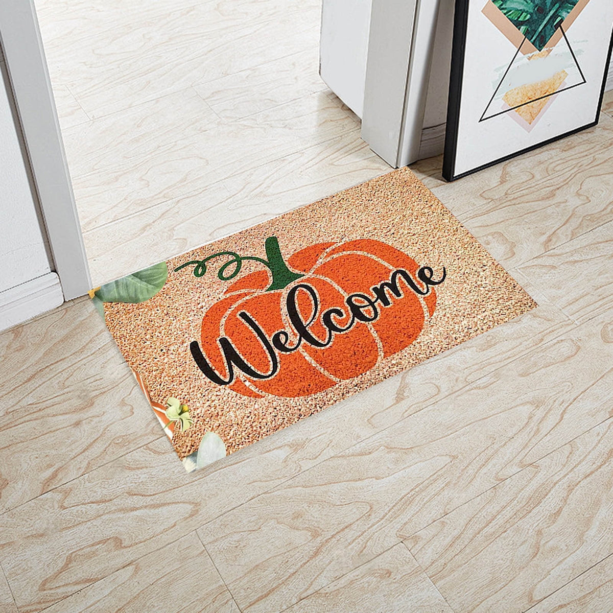 JOGZMZ Halloween Pumpkin Area Rug Bright Pumpkin Floor Mats Slip Resistants Earth Floor Mats For Front Door Bathroom Kitchen Room 19.67×31.49in