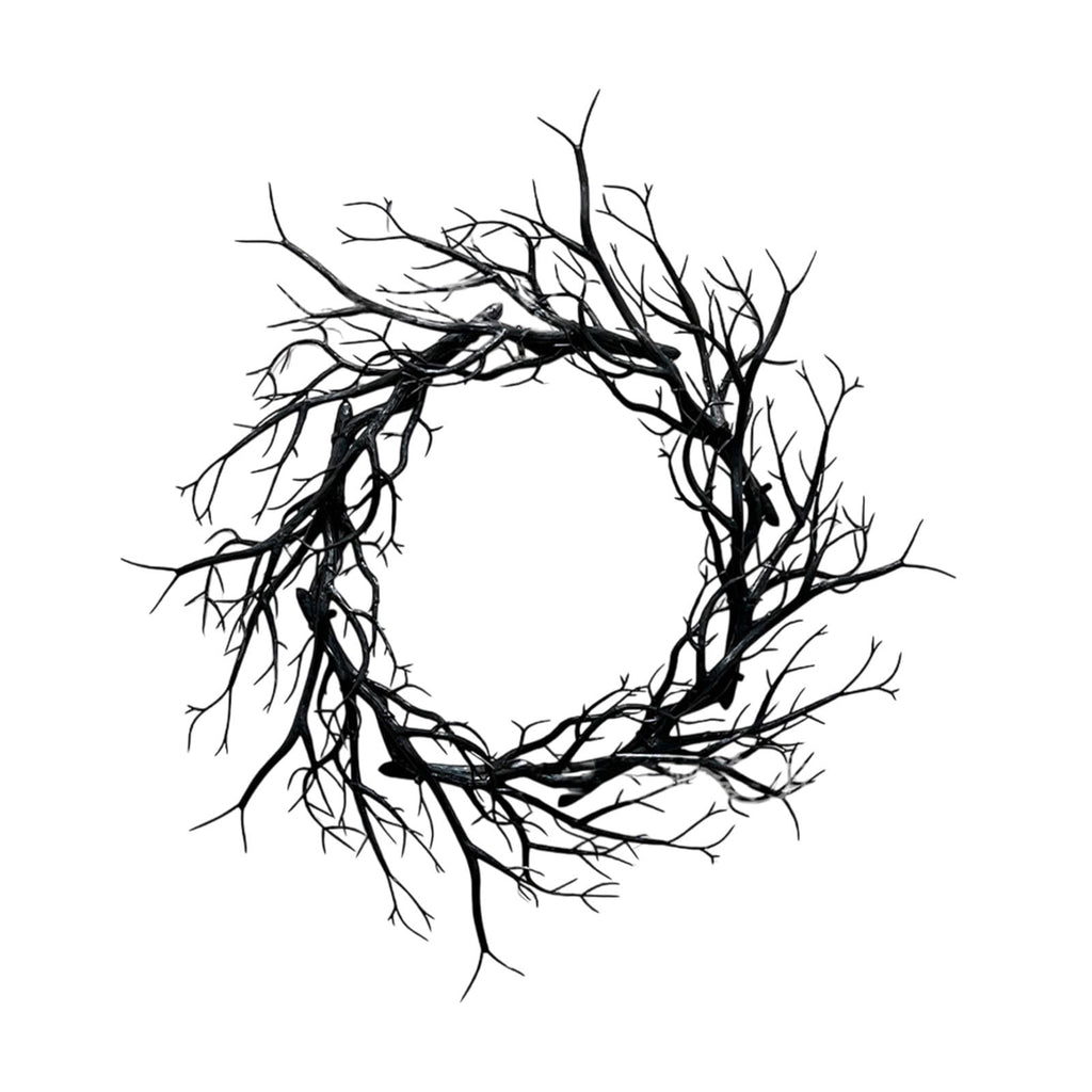 Boovnll Halloween Wreath, 18" Horror & Novelty Handmade Black Twig Glitter Bats Halloween Wreaths for Front Door Fireplace Wall Porch Party Decor, Halloween Decorations
