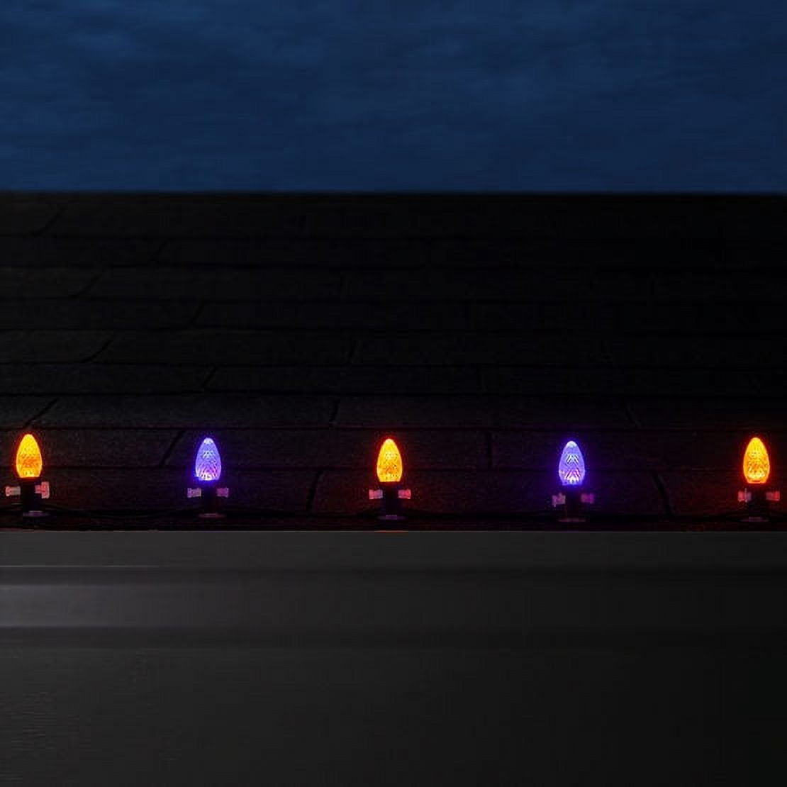 50 OptiCore LED Purple and Orange C7 String Lights with Shatterproof Bulbs for Halloween Displays Party Decoration, 50ft, Indoor Outdoor Black Wire
