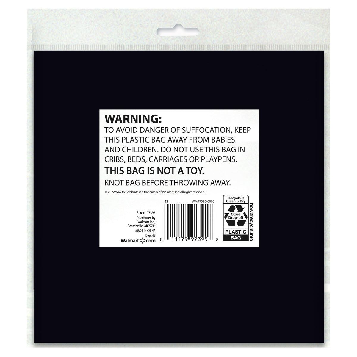 Way To Celebrate Rectangular Plastic Table Cover, Black, 54 in x 108 in, 1 Count