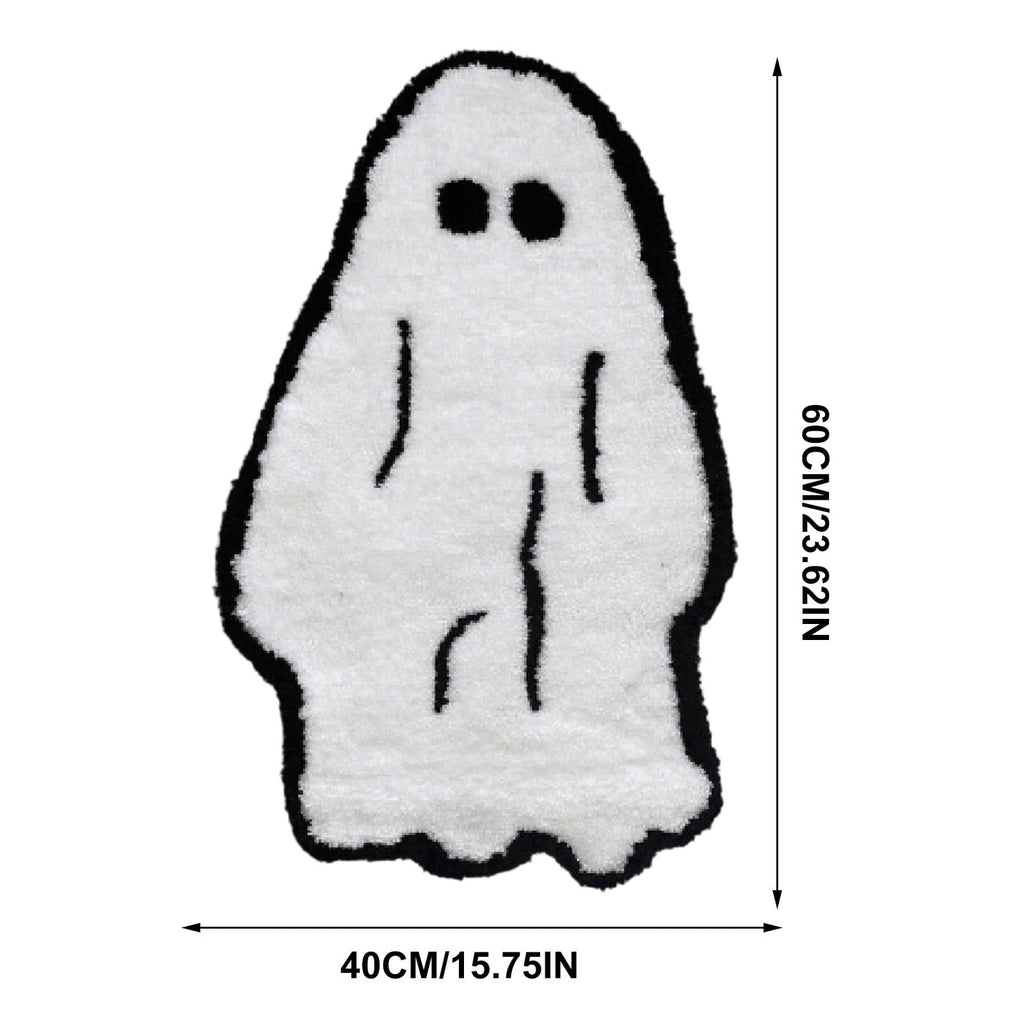 erdimoy Cute Ghost Shaped Halloween Bath Mat, Soft Fluffy Non Slip Ghost Rug Absorbent Doormat for Entryway Bathroom Bedroom Halloween Home Decor