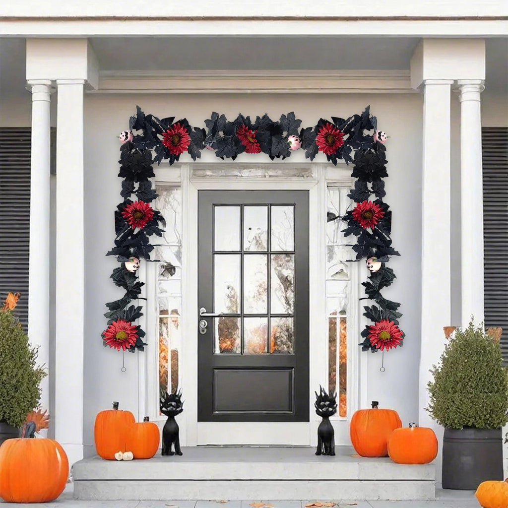 AZXY Halloween Decor, Halloween Indoor Decor, Halloween Tabletop, Artificial Red Silk Rose Stems, Gothic Fake Floral Bouquet, Halloween Decorations for Home Table Party Decor