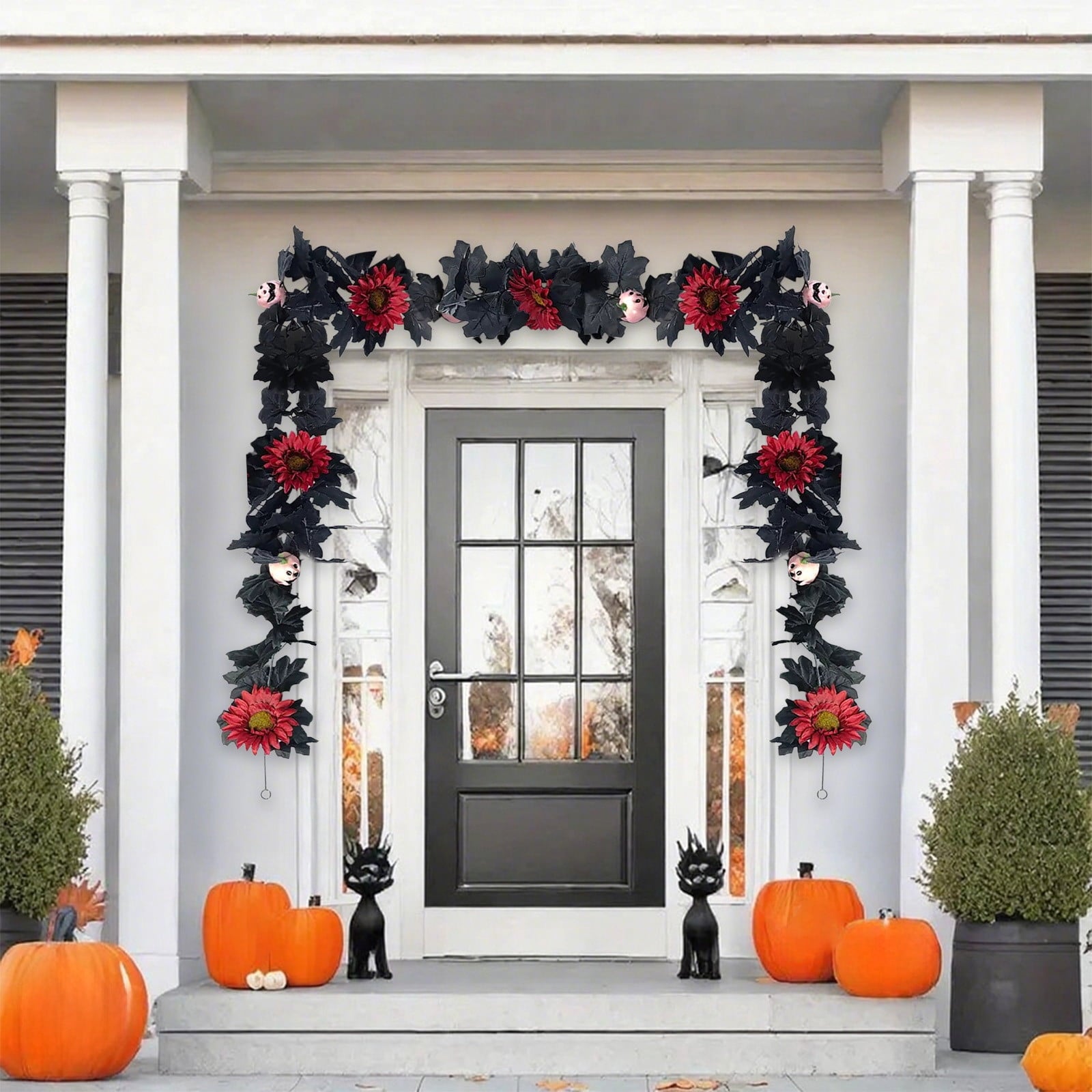 AZXY Halloween Decor, Halloween Indoor Decor, Halloween Tabletop, Artificial Red Silk Rose Stems, Gothic Fake Floral Bouquet, Halloween Decorations for Home Table Party Decor
