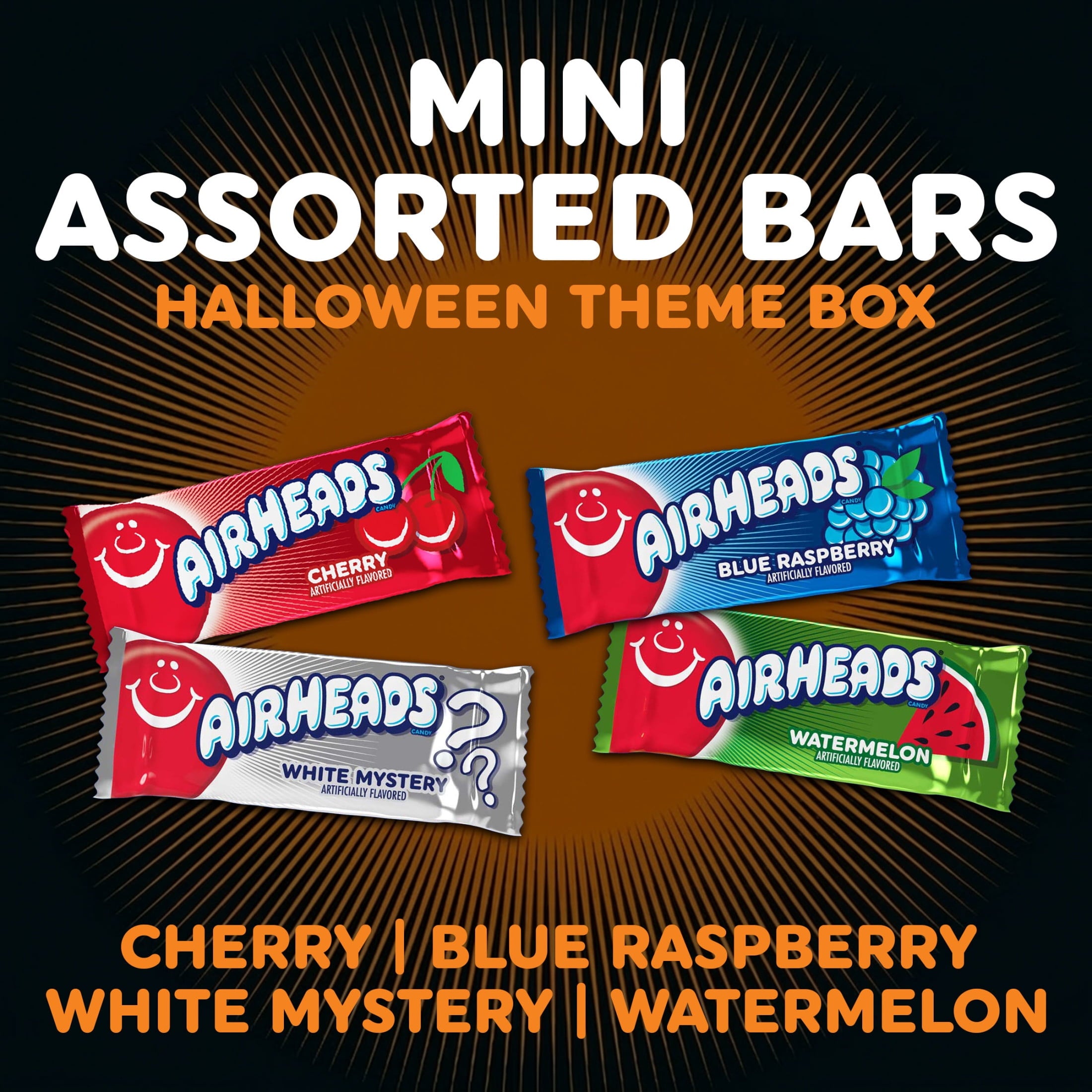 Airheads Halloween Candy Variety Bag, Individually Wrapped Assorted Fruit Mini Bars, Nut Free, 12 oz