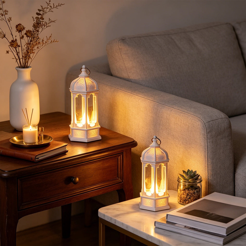 Djiypn Mini Lanterns 2Pack LED Small Lanterns Decorative Indoor Outdoor Hanging Lantern Decorative Candle Light Farmhouse Decor for Weddings Western Camping Party Halloween Christmas Decorations