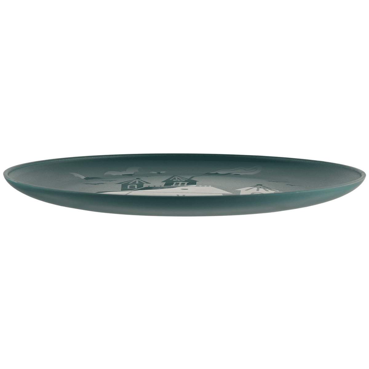 Mainstays 10.5 in Round Plastic Halloween Bats Dinner Plate, Black