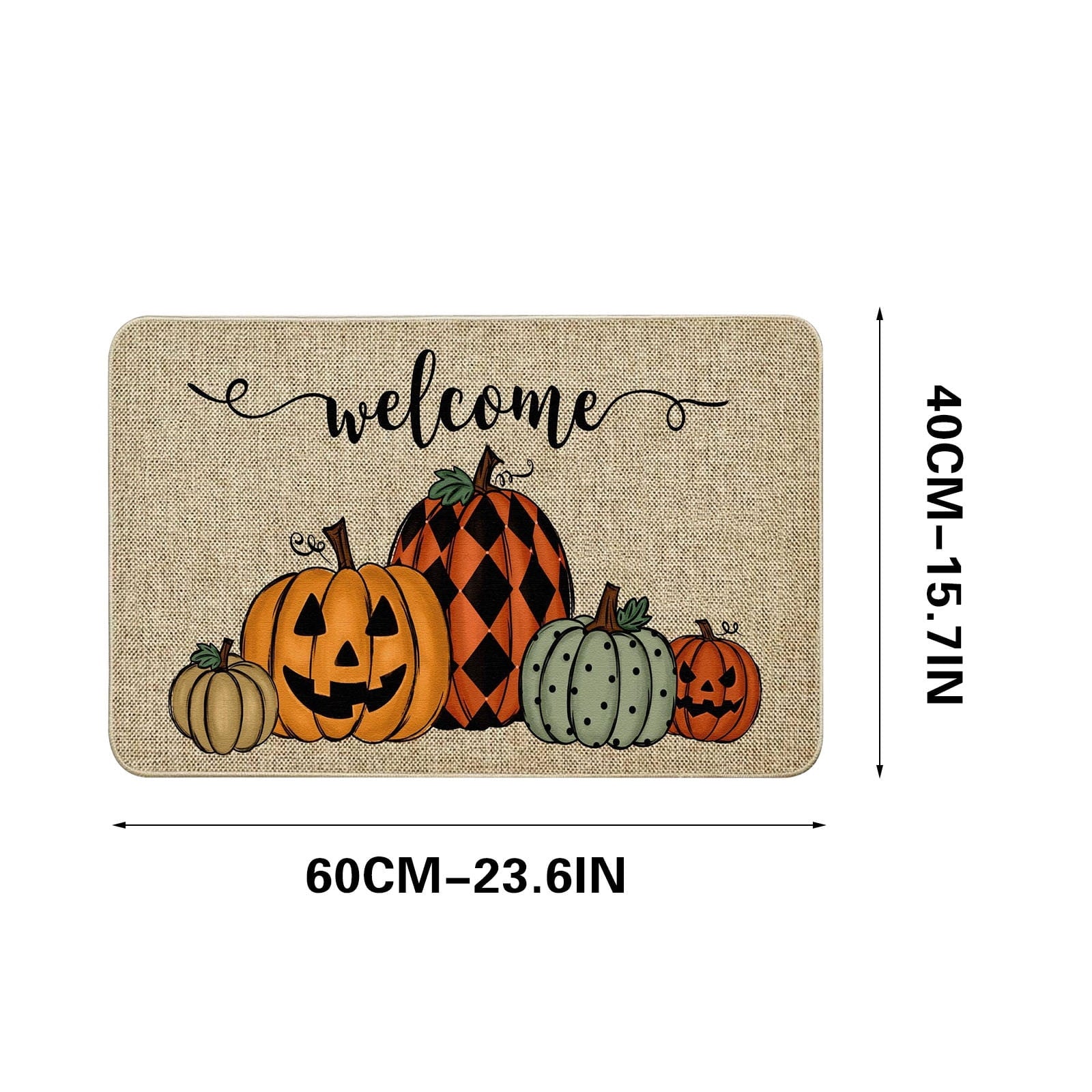 chaungfeng Welcome Fall Door Mat, Seasonal Pumpkin Decorative Doormat, Thick Non-Slip Rugs, for Indoor Outdoor Entrance Floor, Halloween Thanksgiving Decoration (23.6"X15.7")