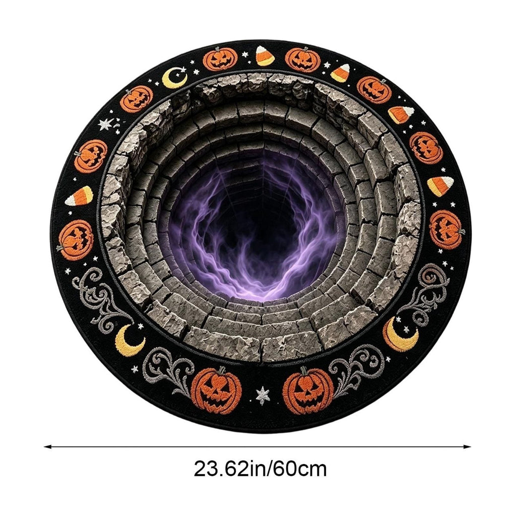 Halloween Wreath Shaped Rugs, Soft Indoor Mat for Entryway, Kitchen, Halloween Party, Pumpkin Witch Spooky Home Decor, 23.62x15.75 Inches