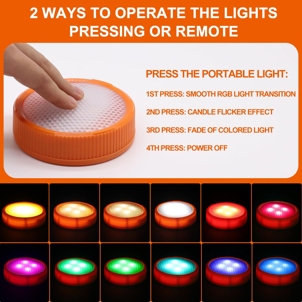 Halloween LED Pumpkin Lights - Remote & Timer 2-Pack, Battery-Operated Orange Jack-O-Lanterns for Spooky Decor, Flameless Candles for Halloween Decorations