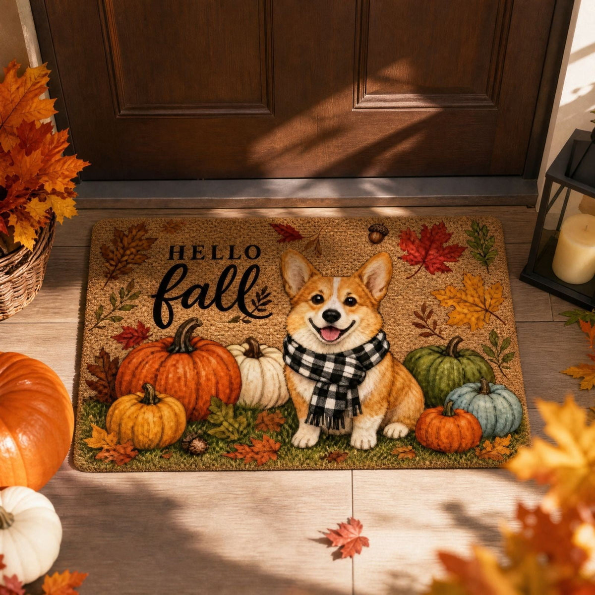 Autumn Door Mat for Entryway, 16x24 Inch, Fall-Themed Floor Doormat for Home Decor, Non-Slip Rug Mat for Living Room, Kitchen, Bedroom, Gifts for Fall Lovers (E)