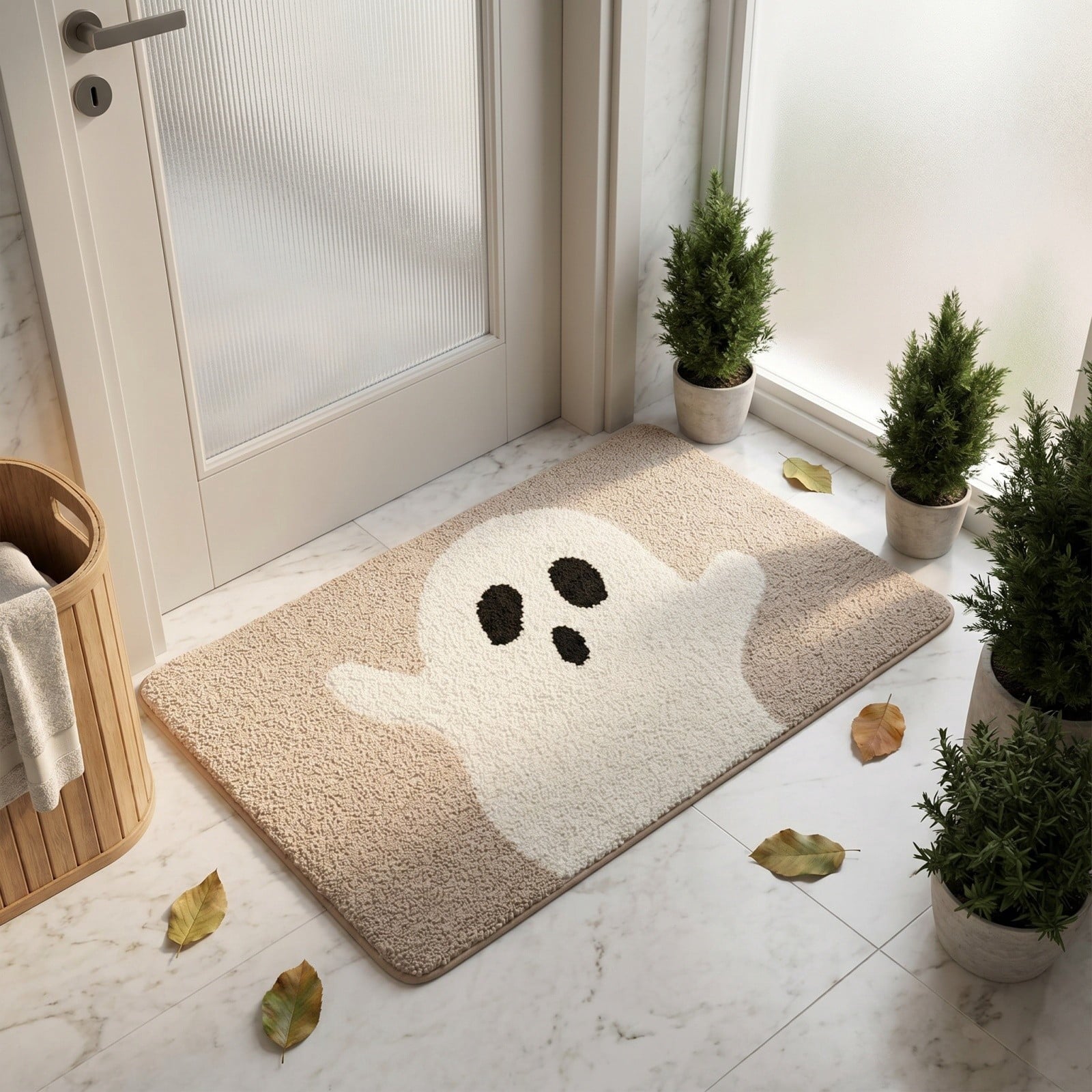Halloween Home Decor,Halloween Decorations Indoor,Halloween Doormat Outdoor Welcome Mat Ghost Pattern Non-Slip Doormat Indoor Kitchen Mat Unique Design Decorative Mat(B 2.6*1.6FT)