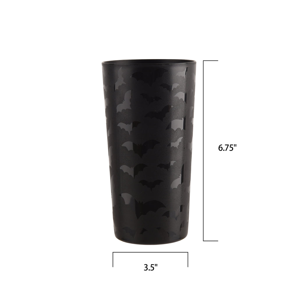 Mainstays 26 Ounce Round Plastic Etched Bat Tumbler, Black