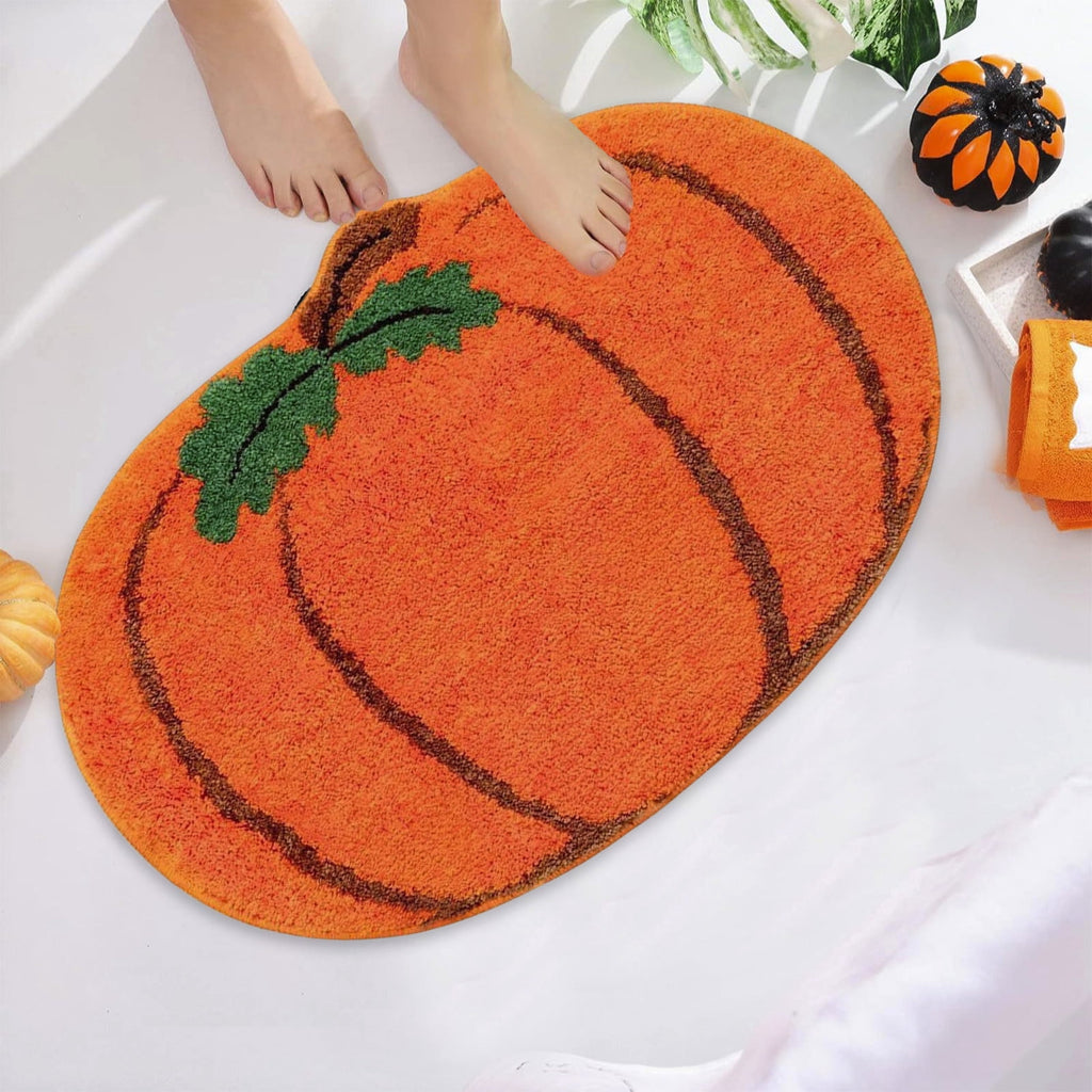 Pumpkin Rug, Halloween Thanksgiving Mat, Soft Fall Doormat for Entryway Decor, Kitchen Bathroom Living Room Floor Mat, Washable Non-Slip Holiday Home Decor