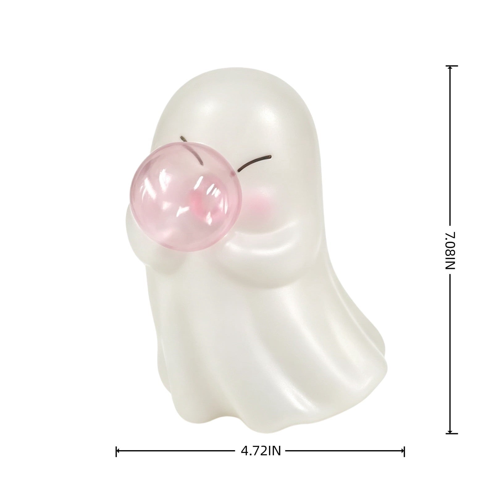 Pink Halloween Decor Ghost Candy Bowl Figurine with Bow and Scalloped Holder for Indoor Tabletop Decor and Party Favor Display