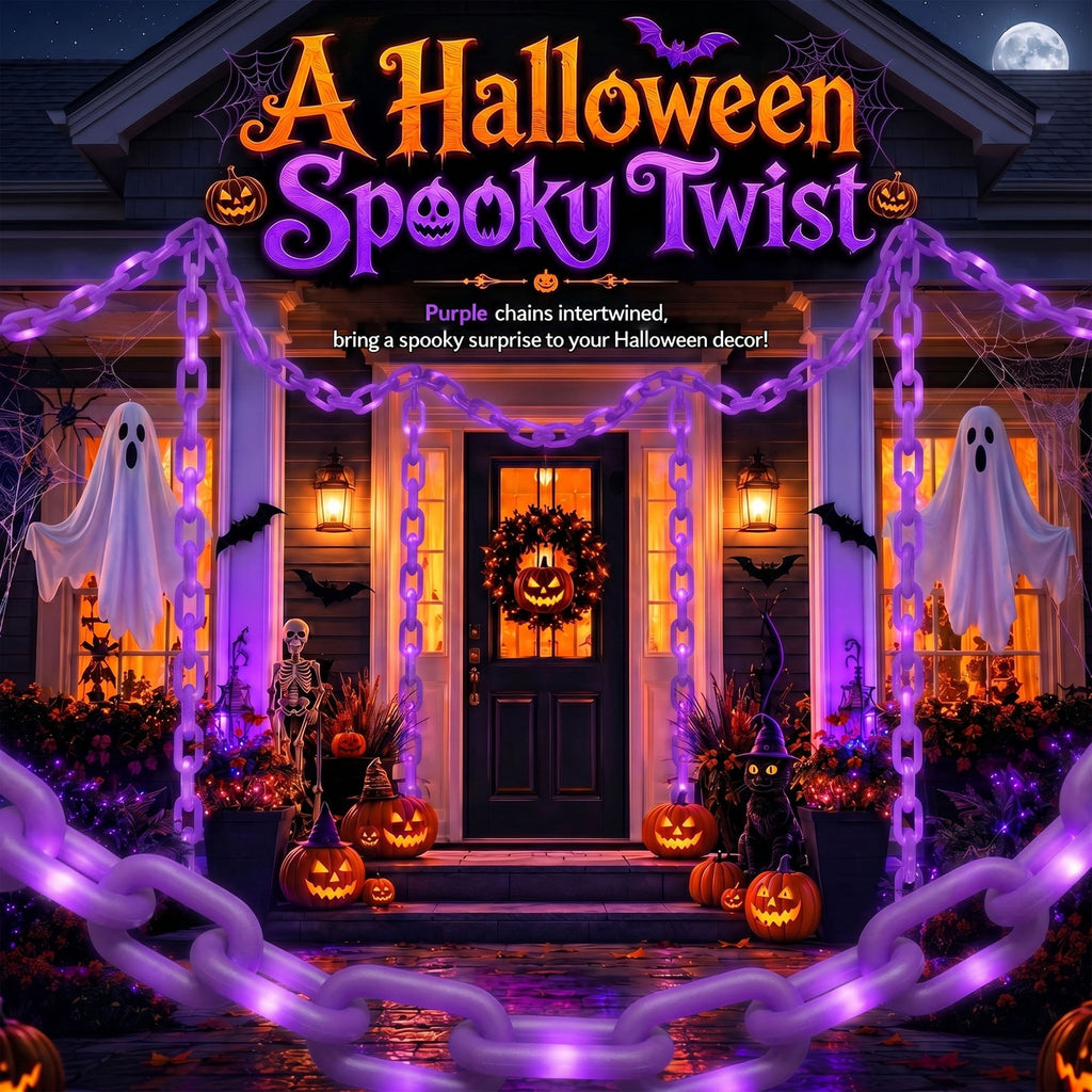 VOLIVO Halloween Chain Lights, 10FT 8 Modes Waterproof Battery Operated Halloween Decorations for Outdoor Party, Cosplay, Spooky (Purple)
