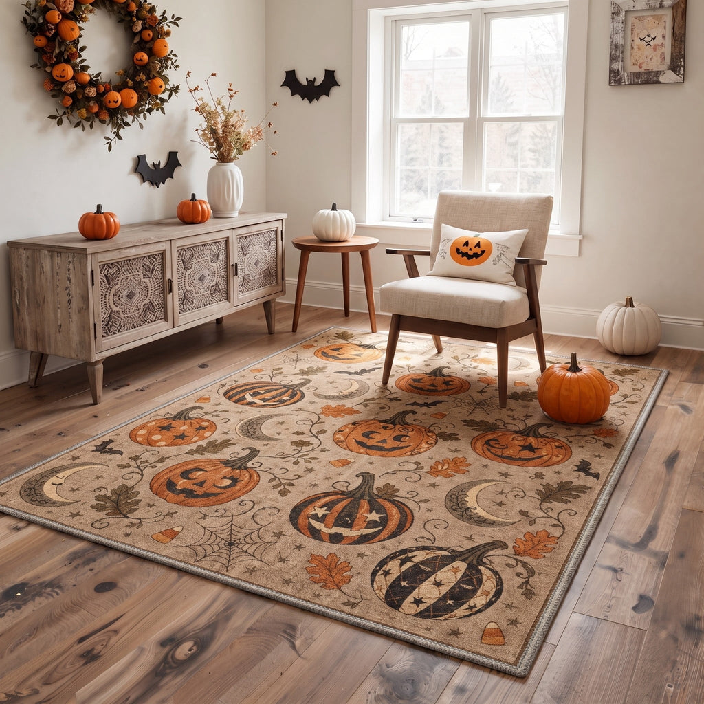 GENIMO 2'x3' Halloween Doormat, Washable Non Slip Soft Whimsical Cat Outdoor Door Mat for Front Door Covered Porch Patio Entryway, Rustic Black