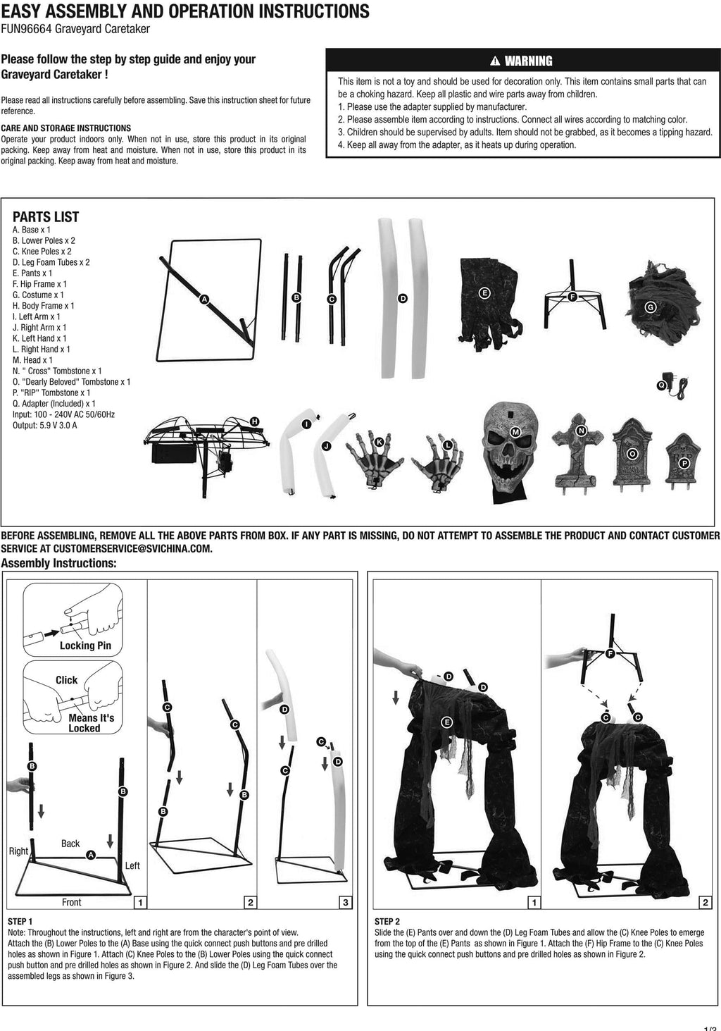 Tony Tombstone the Graveyard Caretaker Animated Decoration