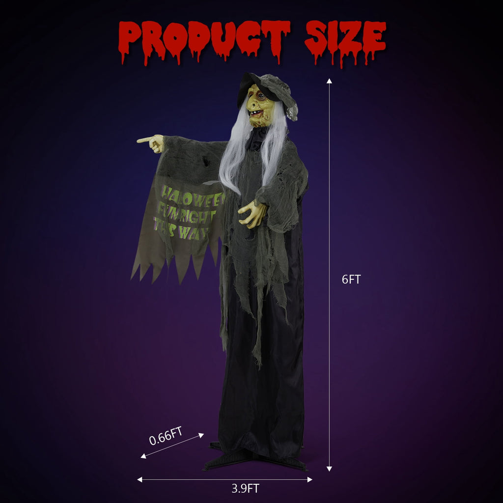 Yescom 9ft Flying Witch with Vulture & Owl Skeleton Halloween Outdoor Décor 2026