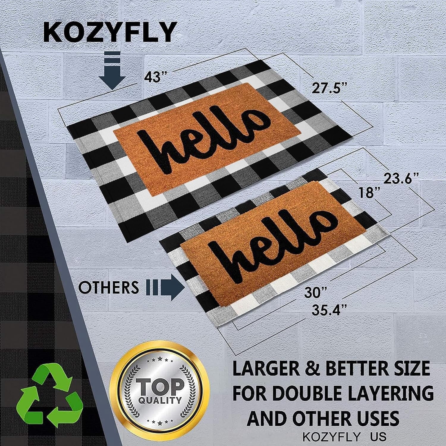 HearthHarmony Buffalo Plaid Area Rugs 2x3 Ft Brown and Black Checkered Rugs Washable Front Door Mat Hand Woven Cotton Outdoor Small Rug for Front Porch Kitchen Entryway Patio Bathroom