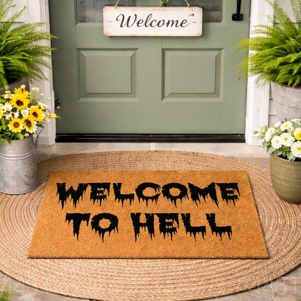 Doormat Welcome To Hell Welcome Mat Funny Doormat Funny Gift Halloween (18" x 30") #4431