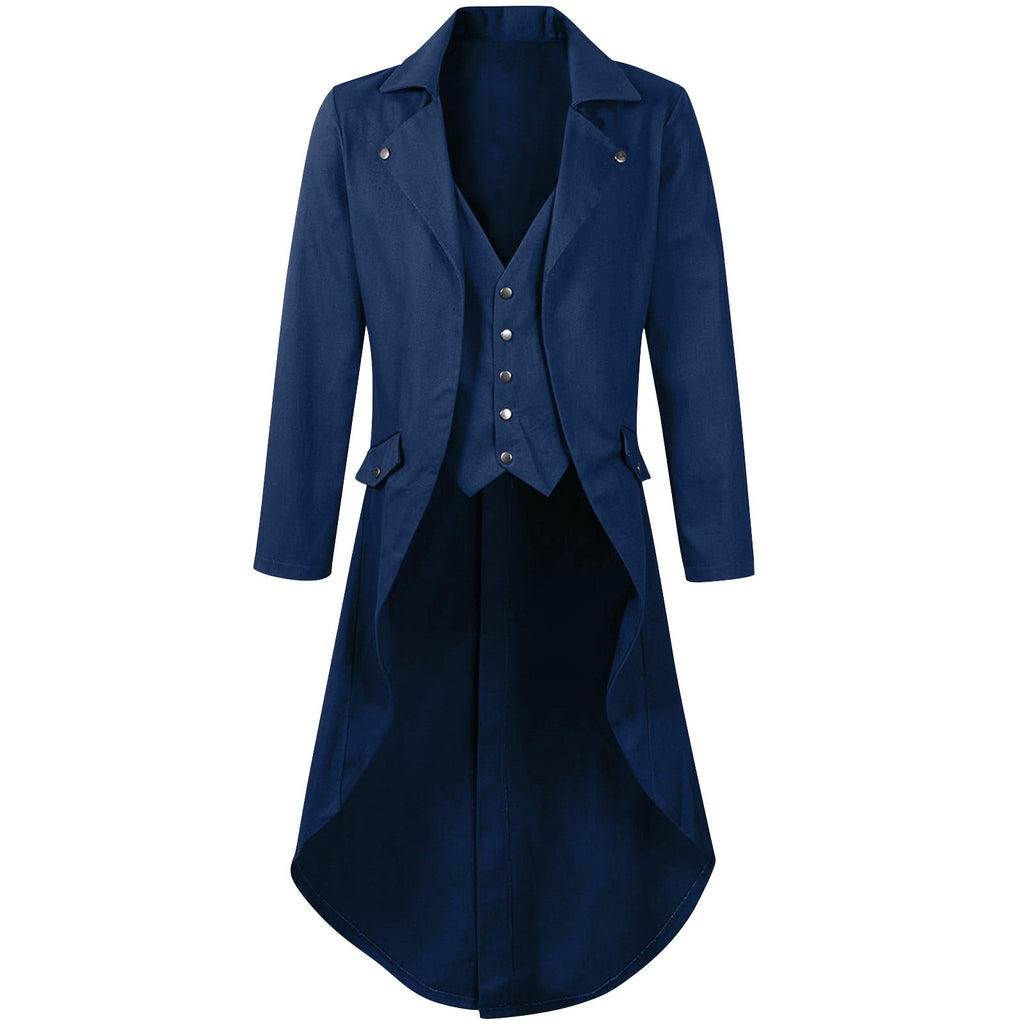 QATAINLAV Men's Vintage Steampunk Gothic Victorian Jacket Medieval Renaissance Pirate Frock Coat Formal Tuxedo Halloween Costumes Birthday Gifts Coffee S