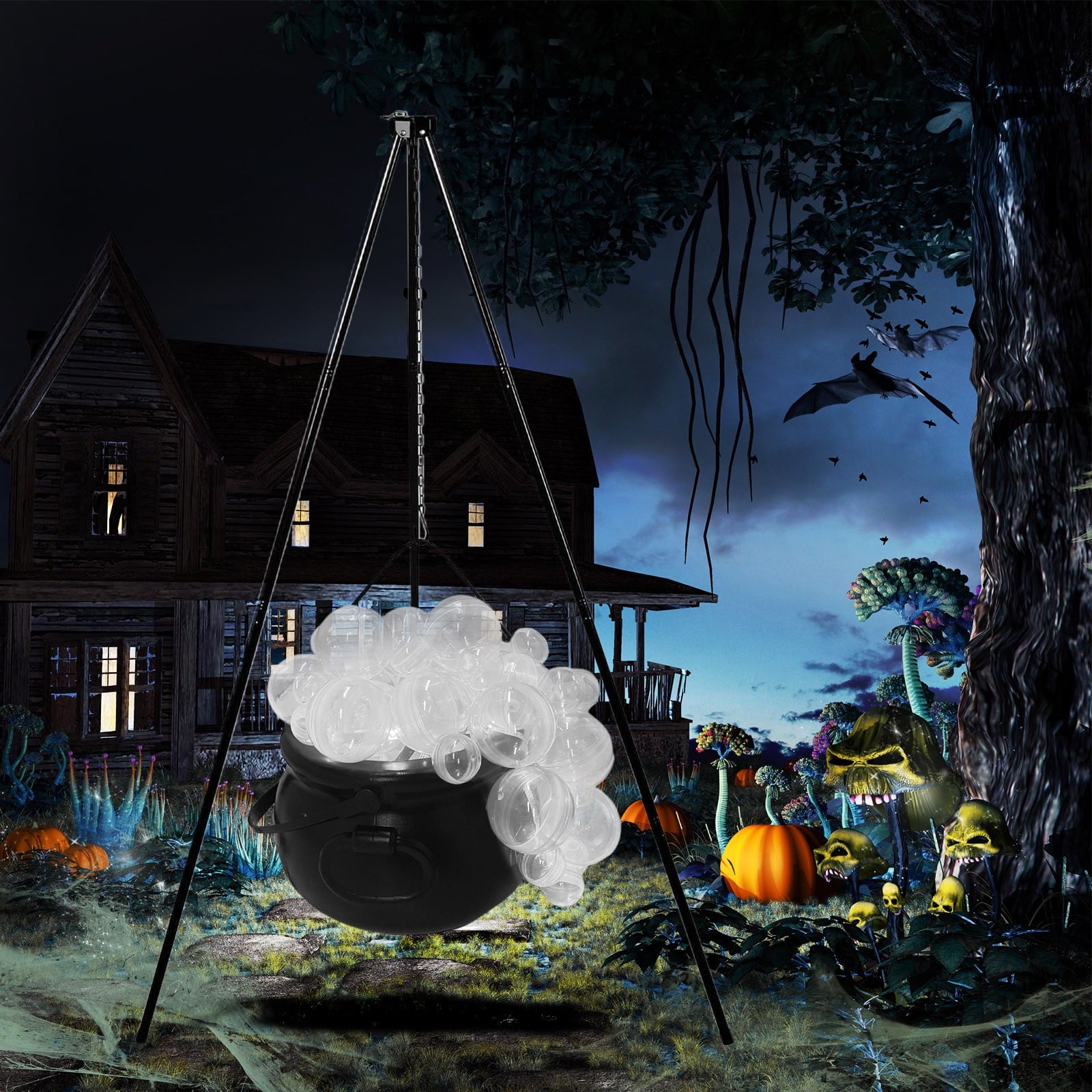 Muecwrye Halloween Decorations Outdoor, Halloween Clearance! Halloween Witches Cauldron on Tripod with Lights, DIY Bubbling Cauldron Set Decor for Home Porch Outside, Halloween Party Supplies