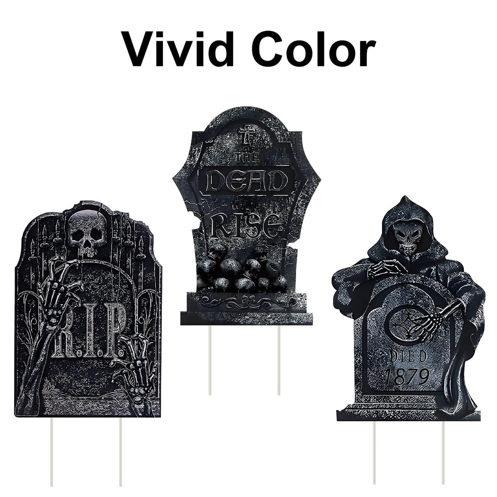 Gamexcel Halloween Gravestone Yard Signs, 10 Pack Tombstone Decorations with Stakes for Lawn, Garden and Haunted House
