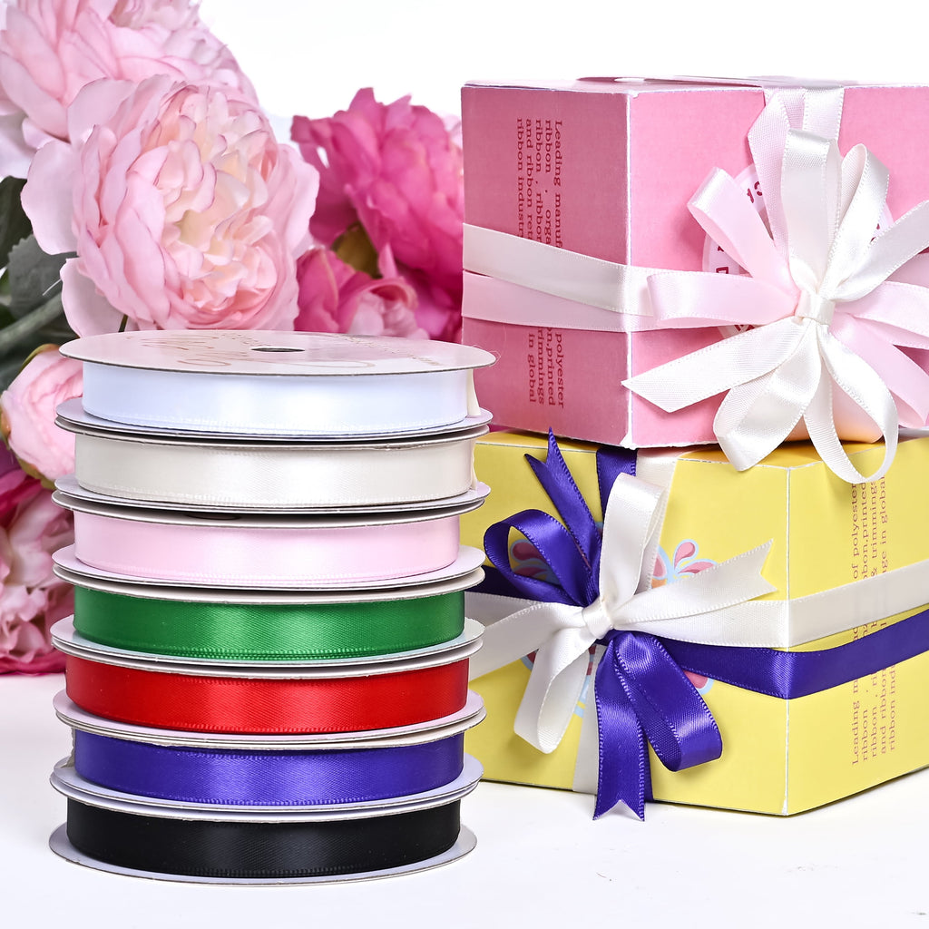 Gwen Studios 3/8" White Satin Ribbon, 7 Yards