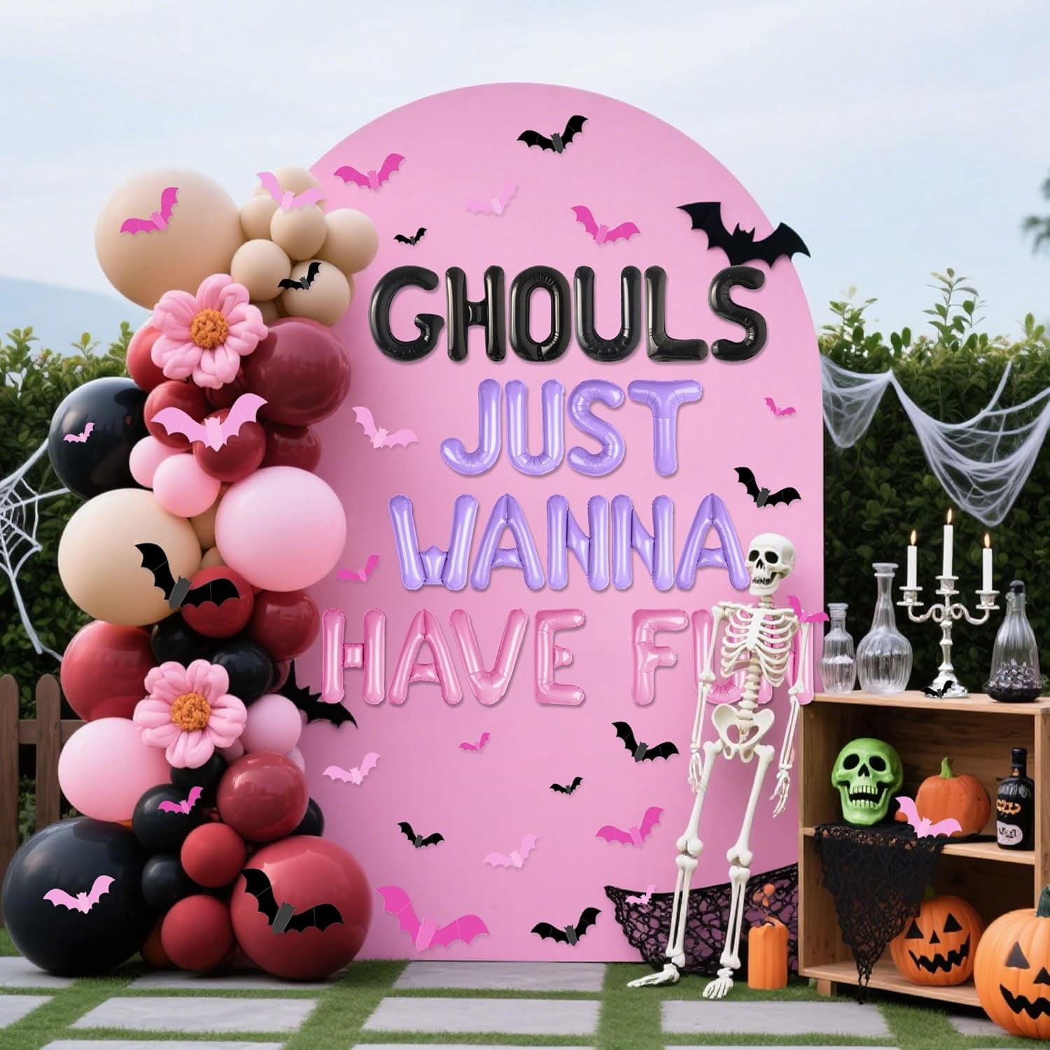 Halloween Aluminum Foil Balloon Set Bat Letter Combination Multi-color Multi-size Wall Scene Holiday Party Decoration