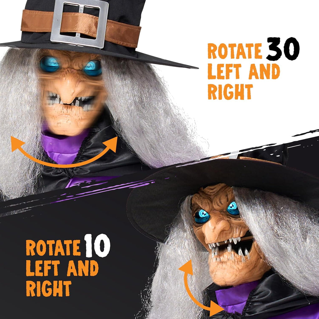 Joyfy 3.3x6.4FT Giant Halloween Groundbreaker Skeleton Decorations Outdoor, Light Up Animated Skeleton, IR Activated with Creepy Sound & Scary Motion, Scary Outdoor Indoor Halloween Decor for Graveya