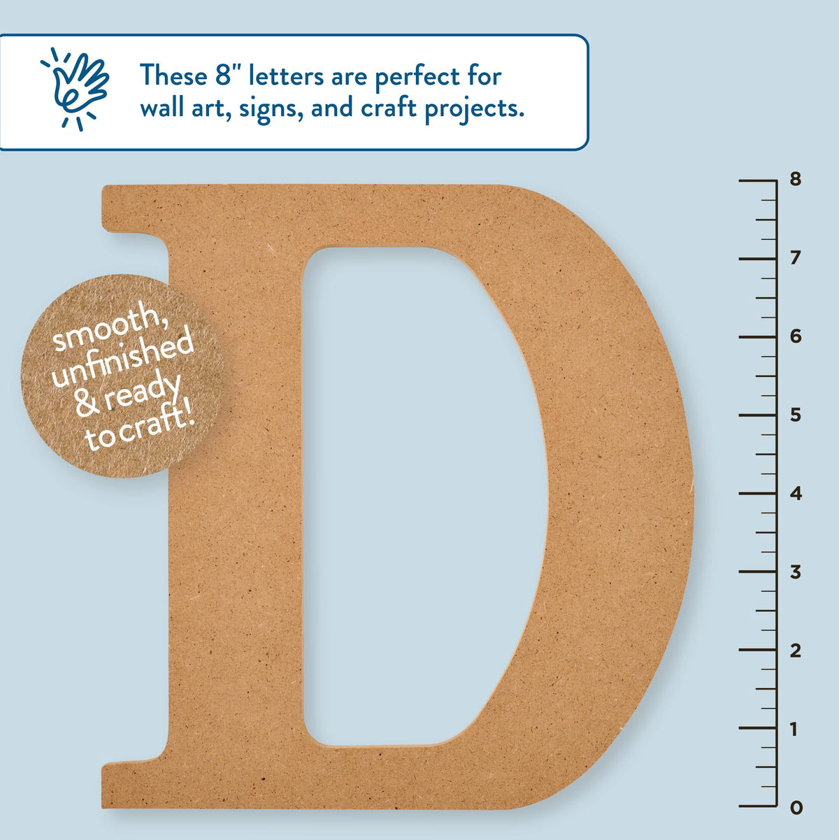 Hello Hobby Surfaces Unfinished Wood MDF Letter A, 8 in