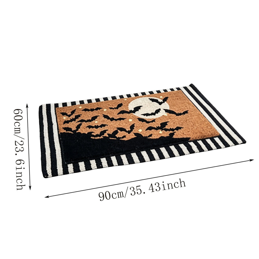 Halloween Door Mat,Halloween Rug,Halloween Porch Decor,Welcome Front Doormat Linen Rubber Layered Mats Nonslip Washable Halloween Decor For Front Porch Entryway