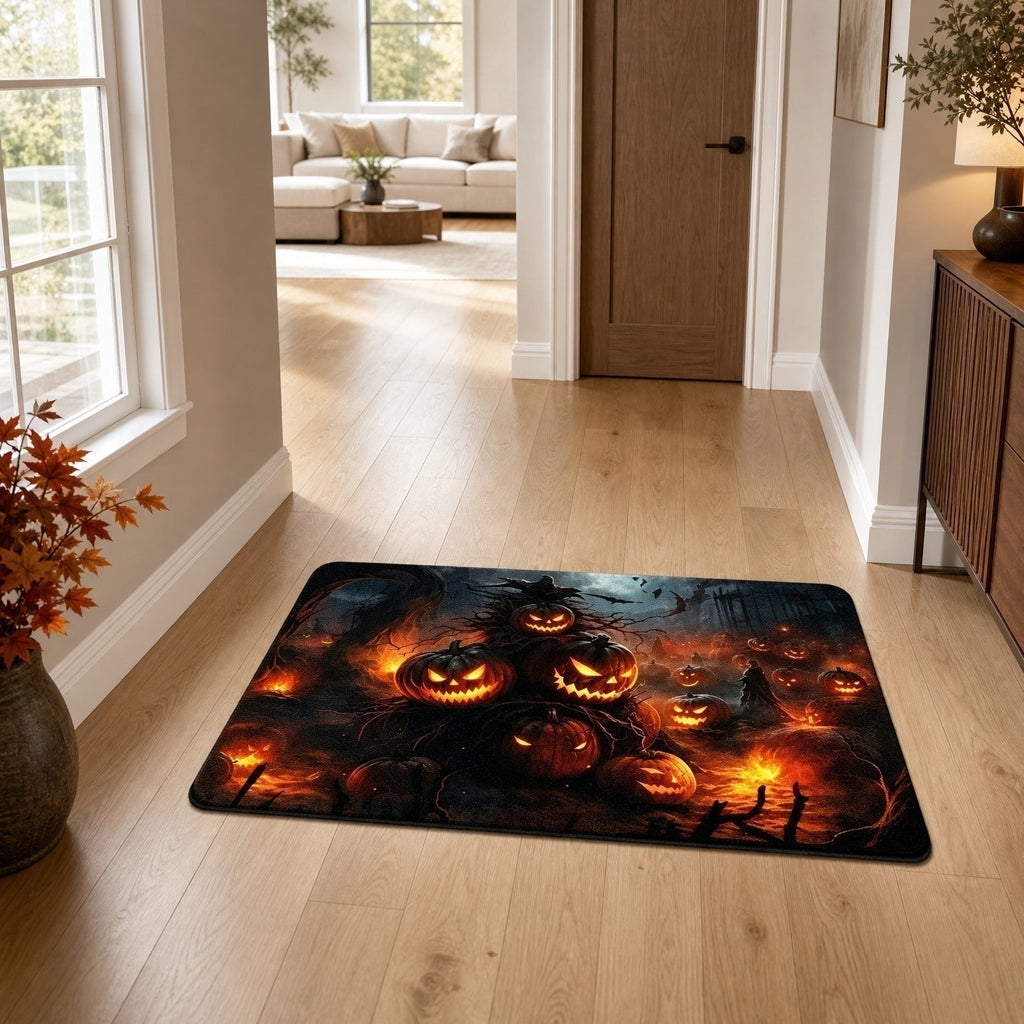 OutmaxHome Halloween Theme Cute Ghost Print Doormat, 15.8x23.6 Inch Non-Slip Absorbent Mat, Easy to Clean, for Front Door, Porch, Farmhouse