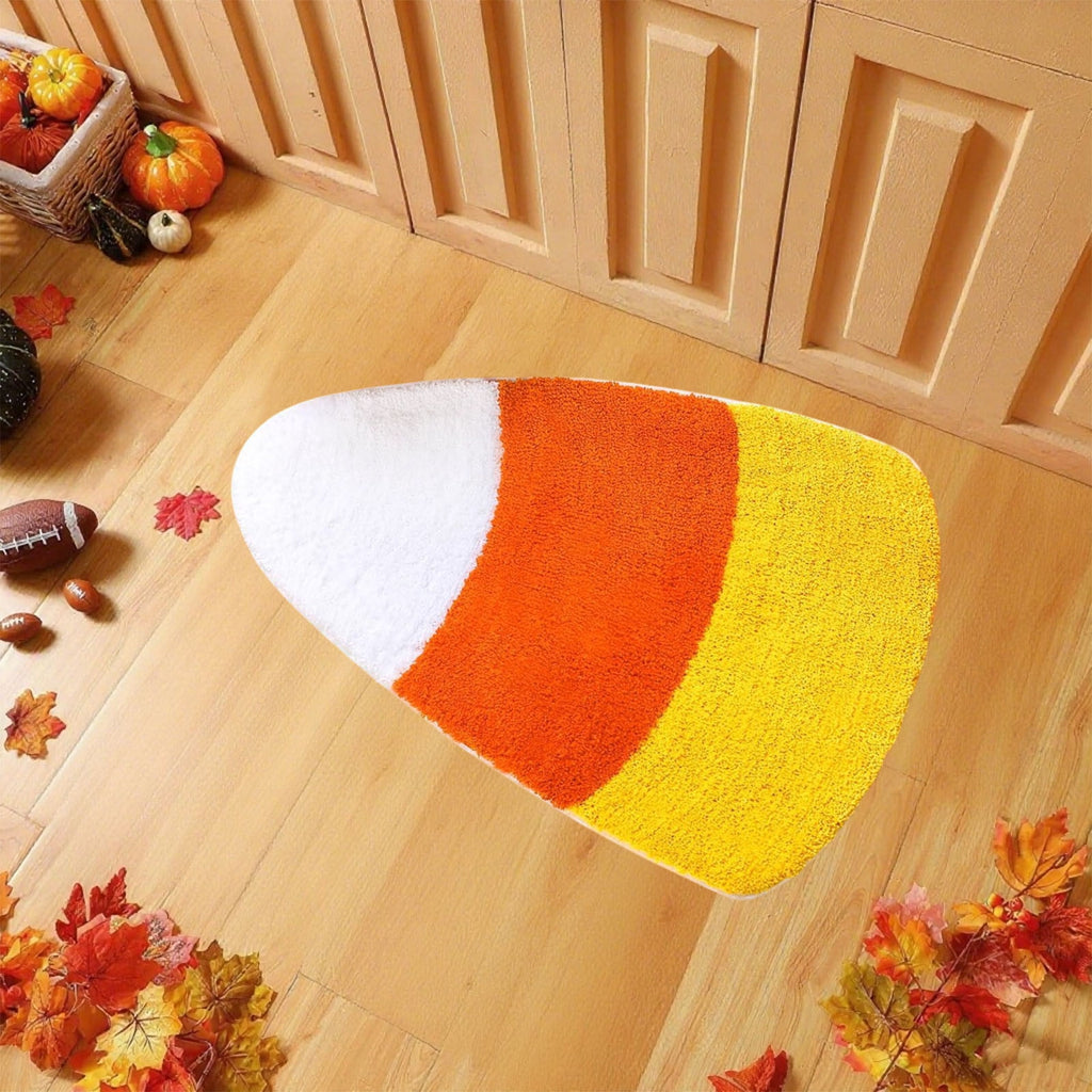 SHENGXINY Halloween Front Door Mat for Home Entrance Washable Floor Mat Flannel Like Fall Thanksgiving Oval Door Mat Non Slip Entryway Rug