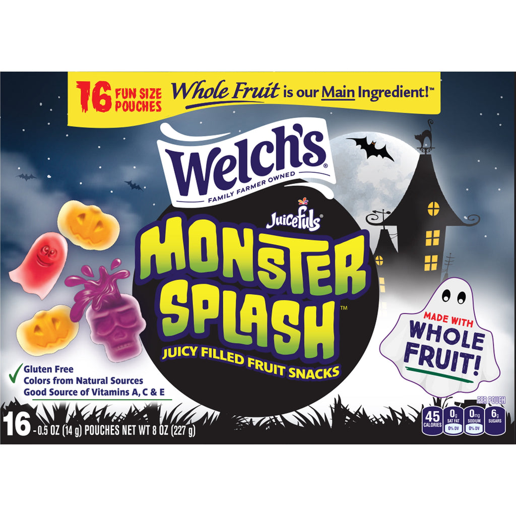 Welch's Juicefuls Monster Splash, Halloween Soft Kids Snacks, 0.5 oz, 16 Count