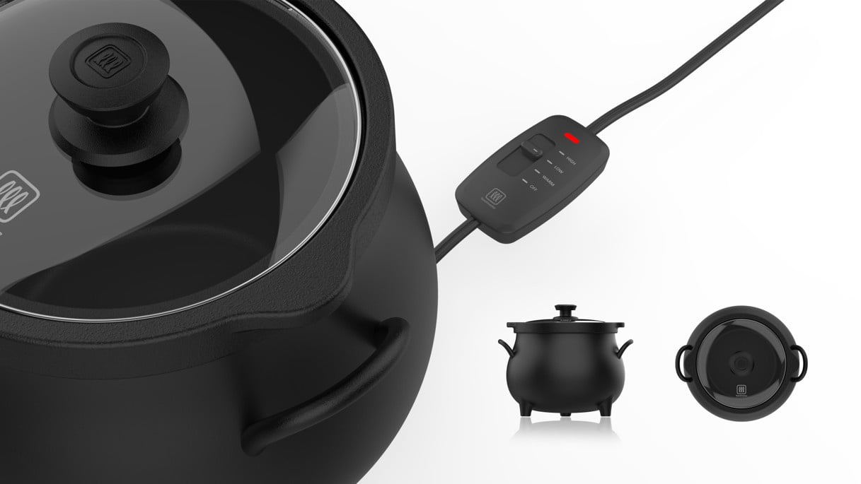Toastmaster 4QT Black Cauldron Slow Cooker with Removable Crock and Glass Lid