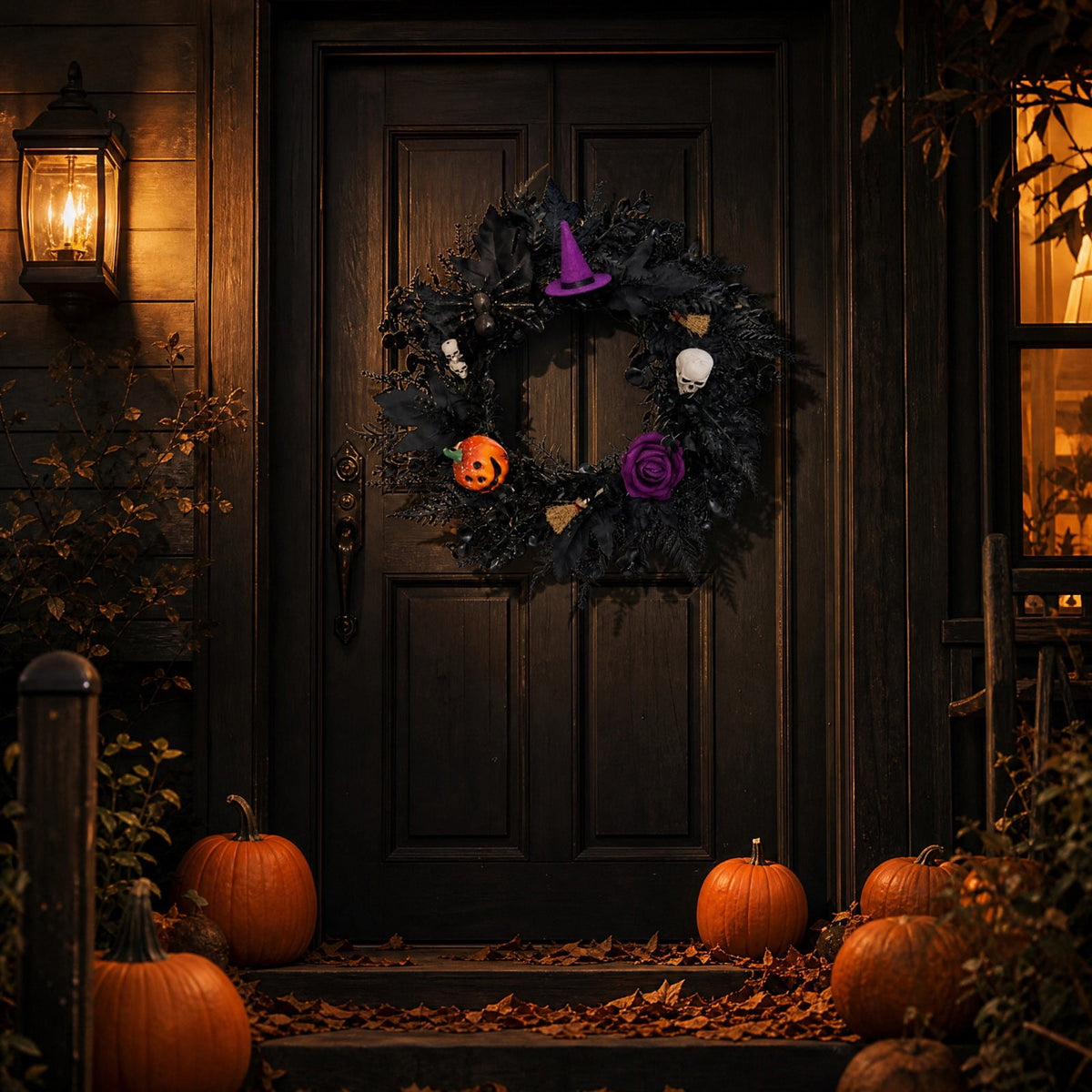 Boovnll Halloween Wreath, 18" Horror & Novelty Handmade Black Twig Glitter Bats Halloween Wreaths for Front Door Fireplace Wall Porch Party Decor, Halloween Decorations
