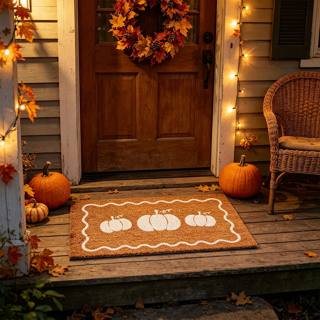 chaungfeng Welcome Fall Door Mat, Seasonal Pumpkin Decorative Doormat, Thick Non-Slip Rugs, for Indoor Outdoor Entrance Floor, Halloween Thanksgiving Decoration (23.6"X15.7")