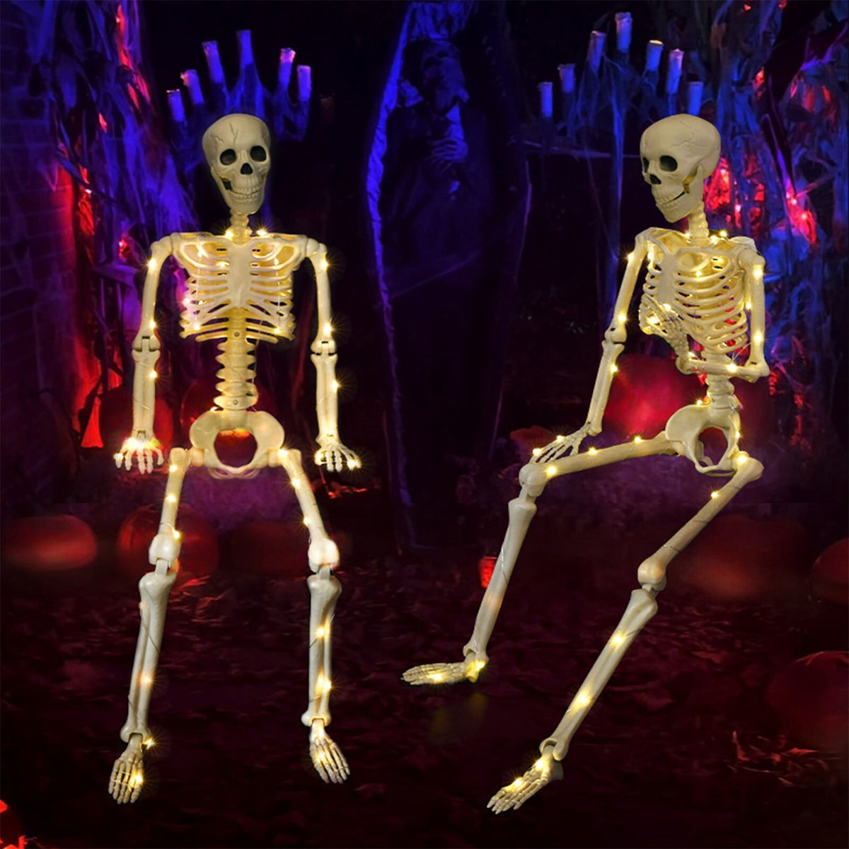 amlbb Halloween Decorations Outdoor Halloween Dark Terror Skeleton Decoration Props Set Up Ghost House Halloween Decor on Clearance