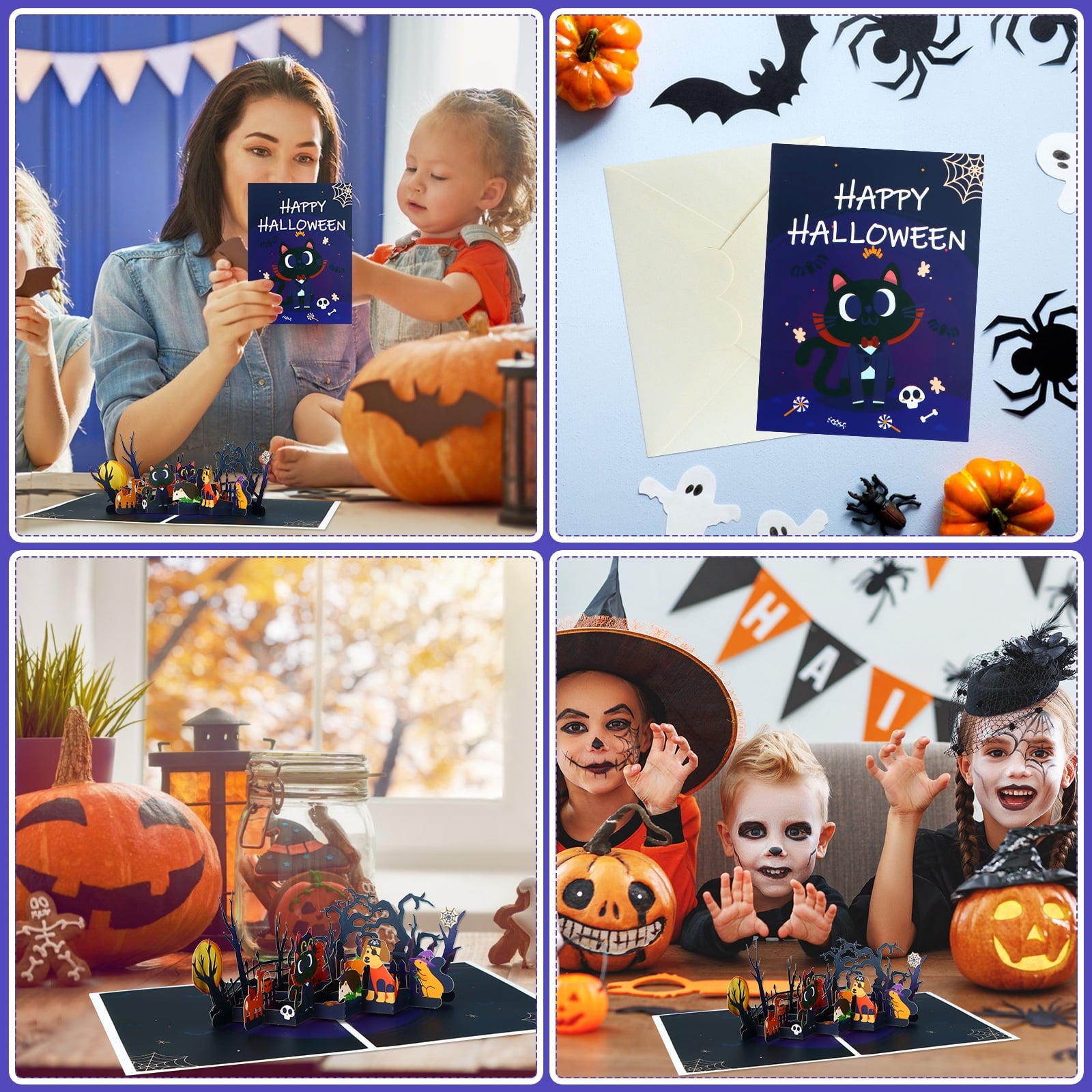 WaaHome Halloween Pop Up Card 3D Spooky Pumpkin Halloween Greeting Pop Up Cards Happy Halloween Cards with Envelope&Notecard Funny Halloween Gifts Card for Kids Adults Boyfriend Girlfriend Party Favor