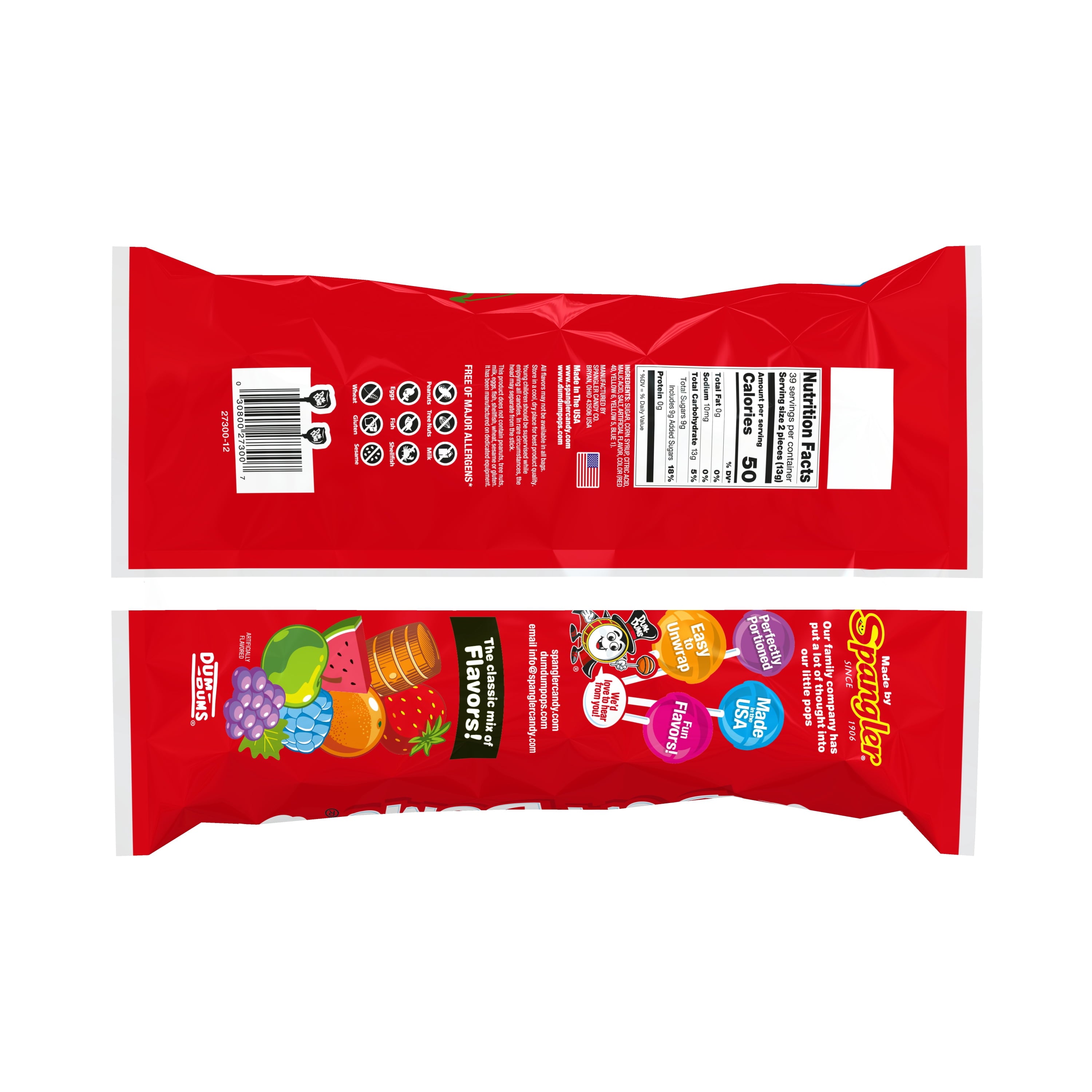 Dum Dums Original Mix Halloween Assorted Candy, Lollipops & Suckers, Hard Party Candy, 18.5 oz Bag