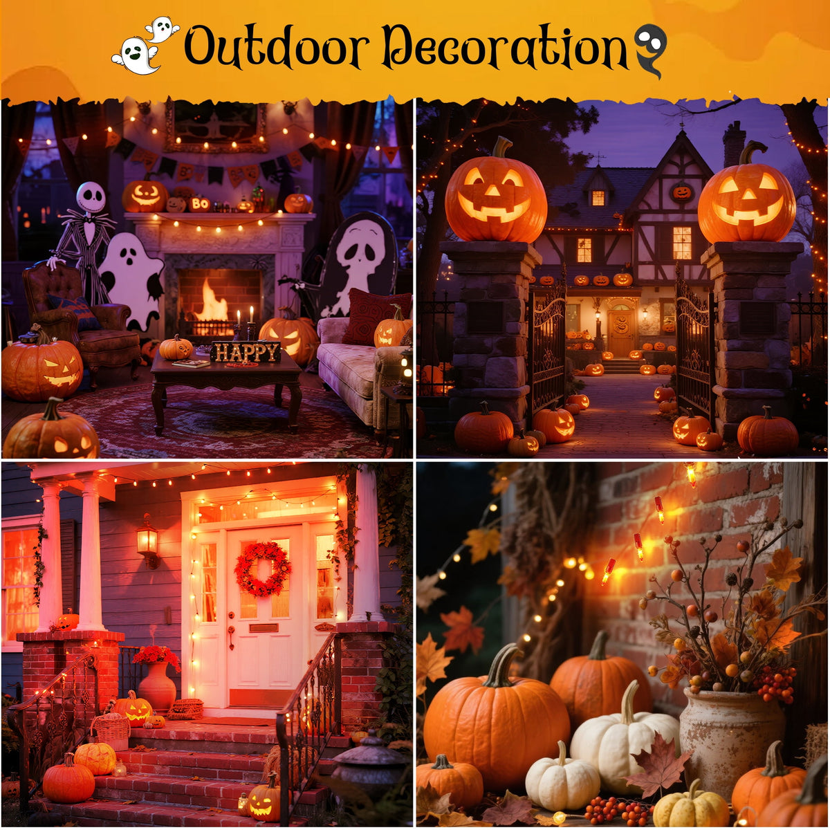 DAYBETTER Halloween String Lights, 32.8ft 100ct Incandescent Mini Lights, with 100 Count Orange Waterproof Bulbs, for Party, Yard, Christmas Tree, Halloween Decorations