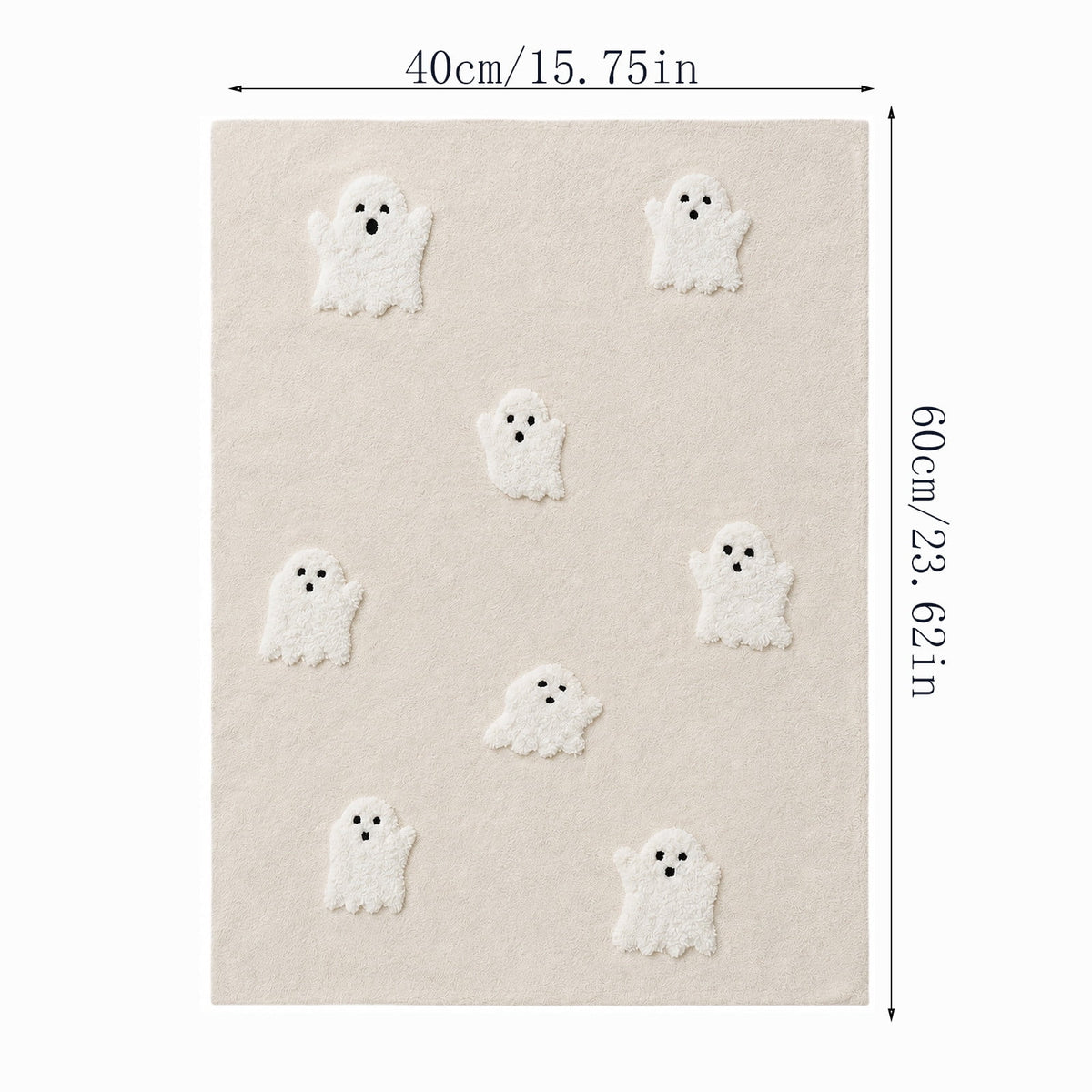 OutmaxHome Halloween Theme Cute Ghost Print Doormat, 15.8x23.6 Inch Non-Slip Absorbent Mat, Easy to Clean, for Front Door, Porch, Farmhouse