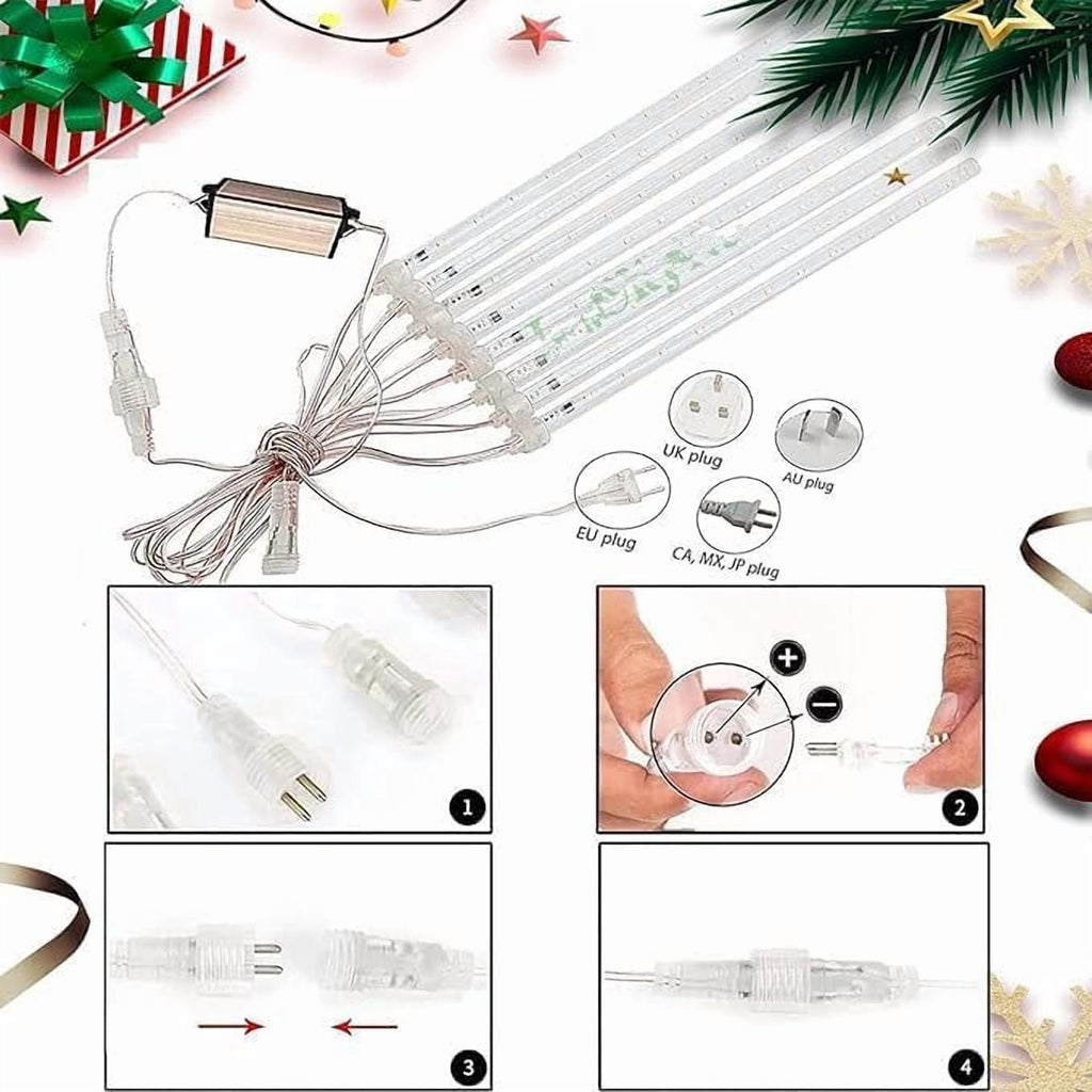LED Outdoor String, Rain Lights,Meteor Lights,Meteor rain Lights 30cm 10 Tube Solar rain Lights with for Christmas Parties Wedding Christmas Tree