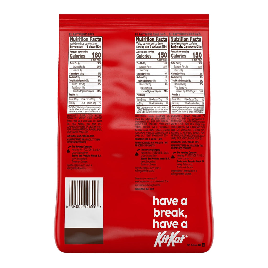 Kit Kat Assorted Flavored Wafer Snack Size, Halloween Candy Bulk Bag, 30.2 oz (60 Pieces)