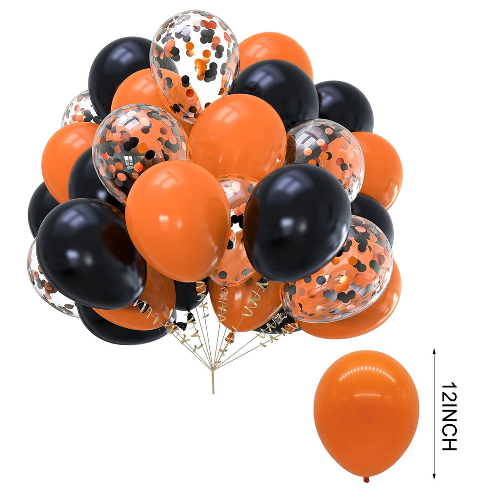 Latex Balloons, Party Decorations, 30pcs Black Orange Confetti Balloons for Halloween Birthday Celebration, Durable Odorless Safe for Kids