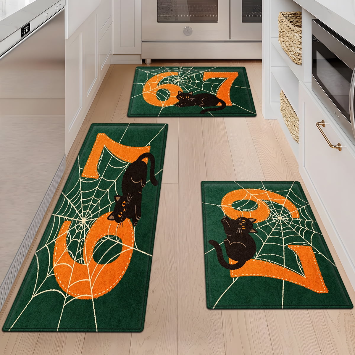 CCTFS Halloween Skeletons Holding Hot Drinks Household 1Pc Flannel Mat and Kitchen Rugs,Soft Non-slip for Bedroom Entryway